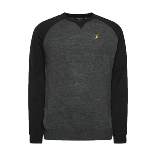 Image of BRAVE SOUL Higgs Contrast Raglan Sleeves Knitted Jumper-Charcoal-Small