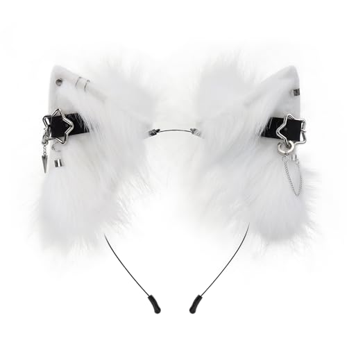MANYU ZONES Cat Ears Headwear Metal Punk Animal Ears - Adjustable Furry Ears with Metal Frames Versatile Animal Ears Headband for Cosplay -Fox Ear & Wolf Ears Styles for Christmas Prom