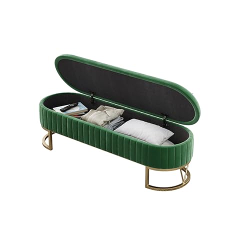 DFHS46JK Banco para la Entrada Banco de Almacenamiento: otomano for Dormitorio, Extremo la Cama, Banco Entrada, Moderno Terciopelo for for pies, tapizado con Patas Doradas para el Dormitorio