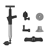 Gevvnss WC-Saugglocke, Hochdruck-Luftkolben-Set, WC-Saugglocke zum Entsperren mit Echtzeit-Barometer, Luftablauf-Blaster mit 4 austauschbaren Köpfen für Badezimmer, Küche, verstopftes Rohr, schwarz