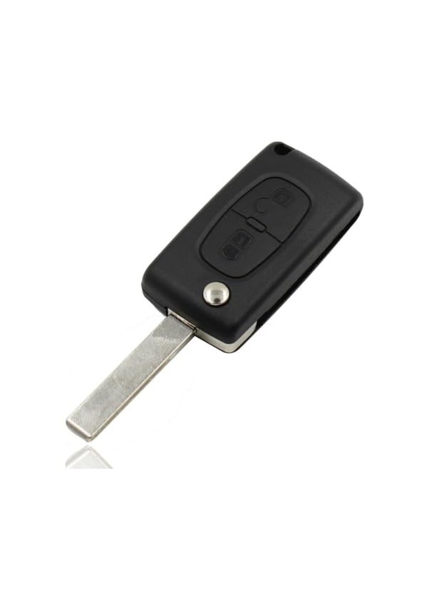 AutoHan Keys Peugeot 207 307 308 Partner Citroen C3 C4 C5 için 2 Butonlu Anahtar Kumanda Kabı, Siyah, Pil Yuvasız