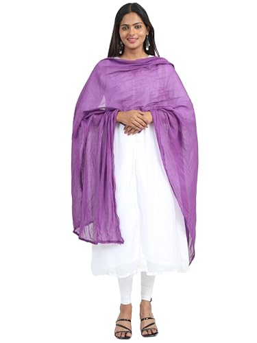 Image of Miraan Solid Pure Cotton Dupatta with Pom Pom Border, 2.25 meters length (DUPCOTTON)