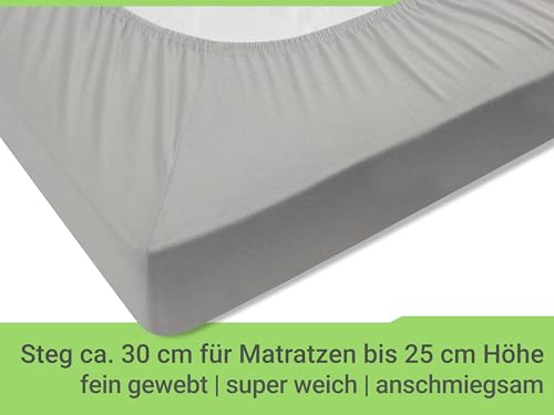 Emily´s Check Doppelpack Bettlaken Betttuch Spannbettlaken 1493.2123, 140 x 190-200 cm, Silbergrau – Ansicht 5