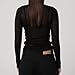 AJELIFHL Women Y2k Sexy Henley Sheer Knit Top Long Sleeve Waist Ruched Solid Slim Fit See Through Button Up Sweater Top Black