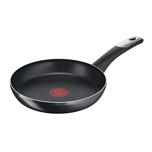 Tefal C38806 Essential koekenpan van hard titanium 28 cm | Antiaanbaklaag met titaniumdeeltjes | Temperatuurindicator voor het thermische signaal | Vaatwasmachinebestendig | Gemaakt in Frankrijk | Zwart