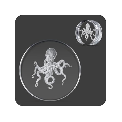 COOEAR Einzigartige Körper Schmuck Klarglas Octopus Ohrstopfer Tunnel Gauges für gestreckte Ohrpiercings 1/2 (12mm).