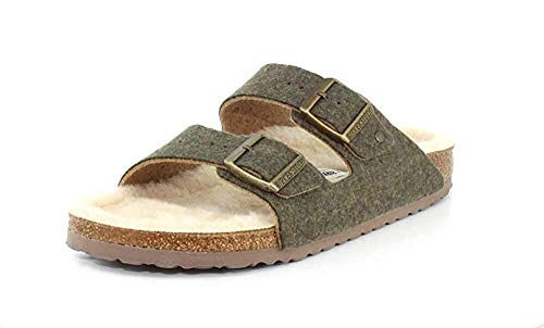 Birkenstock Women's, Arizona Wool Felt Sandal - Narrow Width Khaki 38 M