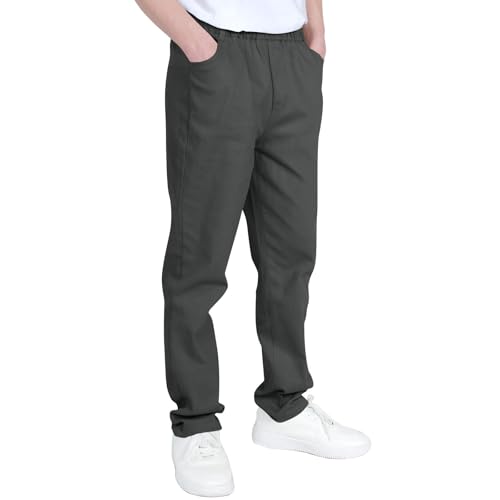 Boys Pants Casual Trendy Solid Color Elastic Waist Sweatpant Soft Comfy Lightweight Lounge Fashion School Pants 6-14Y3
