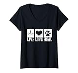 Photo Gallery donna vet tech - live love heal veterinario cane rescue maglietta con collo a v Photo Gallery donna vet tech - live love heal veterinario cane rescue maglietta con collo a v