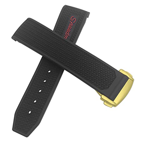 FUKUZL Correa de reloj de goma 22mm 20mm 19mm 21mm correa de reloj para Omega Speedmaster Heritage Seamaster pulsera deportiva impermeable de silicona(Red golden,19mm)