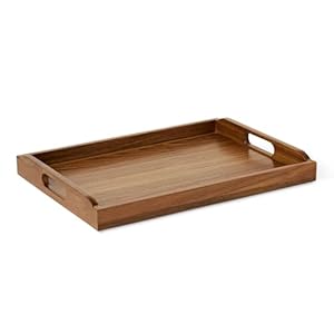 Amazon Basics Serviertablett aus Holz, Akazienholz, 43, 2cm x 30, 5cm