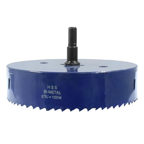 Image of Luomorgo 150mm /5 7 /8 inch Hole Saw, 1 1 /4 inch Cutting Depth HSS Bi-Metal Hole Cutter for Wood Cornhole Boards Plastic Drywall & Metal Sheet