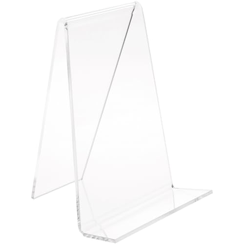 Plymor Clear Acrylic Book Easel with 1.375" Flat Ledge, 4.75" W x 4.75" D x 6" H