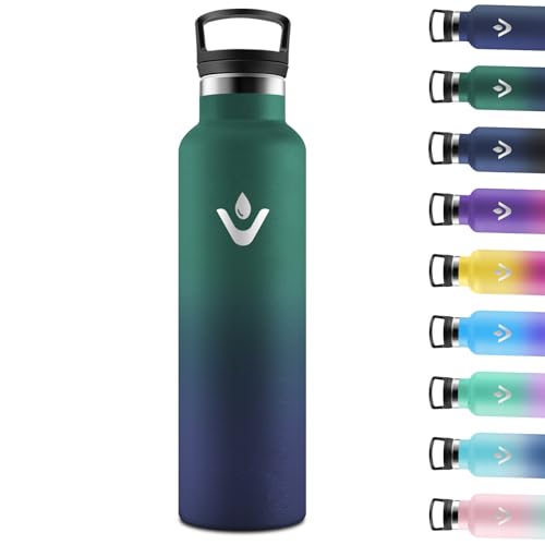 Motswedi Borraccia Termica 1 litro, Doppia Parete, Bottiglia Termica, a Prova di Perdite, Borraccia con Cannuccia, Acciaio Inox, Borracce Termiche, per Palestra, Outdoor, Campeggio, Verde & Blu