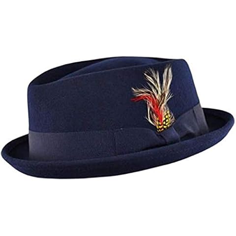 Handmade Navy Wool Pork Pie Hat Cover