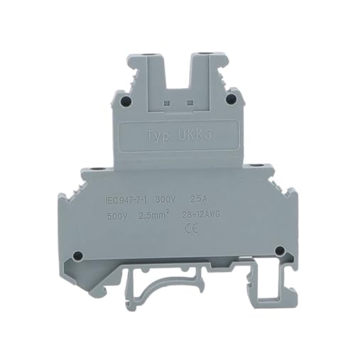 Bloque de terminales de doble nivel UKK3 para riel DIN con conector de tornillo de 500V 25A 50uds