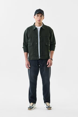Image of SNITCH Men Casual Jacket | Relaxed Fit Point Collar Solid Style Full Sleeve | 100% Cotton Twill Weave Durable Design With 4 Pockets For Everyday Outings Wear