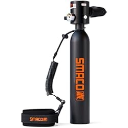 SMACO Mini Scuba Tank 0.5L Portable Small Diving Tank for Underwater Breathing Reusable Diving Cylinder Lung Air Tank for Emergency Rescue Boat Cleaning Backup Air Source Pony Bottle S300
