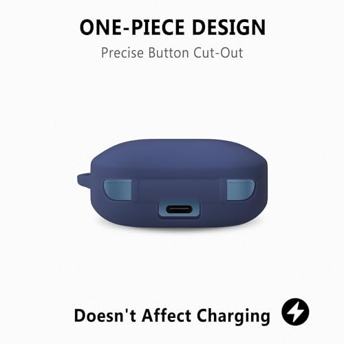 Image of LIRAMARK Silicone Cover Case with Carbiner Compatible with OnePlus Buds 3 (Blue)