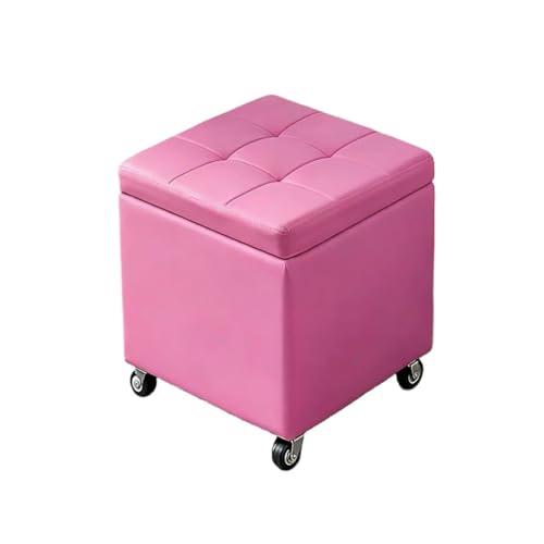 Puff Almacenaje Baúl De Almacenaje Multifuncional Taburete Reposapiés Banco De Cubo Soporta para Sala De Estar Dormitorio Y Entrada(Pink,17.5' x 11.8' x 0.39')