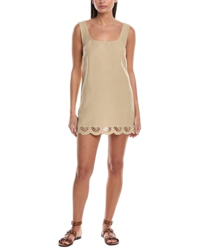 Onia-Air Linen Scallop Mini Dress-Seashell Placement Eyelet-Jute-M at Amazon Women's Clothing store Onia-Air Linen Scallop Mini Dress-Seashell Placement Eyelet-Jute-M at Amazon Women's Clothing store