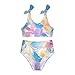 KLL Bikini Set, Floral Fashion Print Design for Spring, Two Piece Girls' Swimming Suits Scoop Neck Swimsuits Adjustable