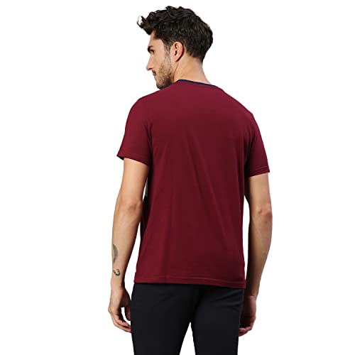 Image of Dennis Lingo Men's Pure Cotton Color Block Half Sleeves Crew Neck T-Shirt