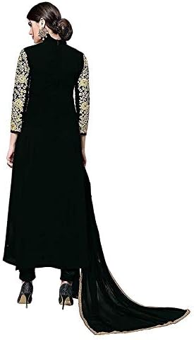 Florely Women's Embroidered Georgette Semi-Stiched Anarkali Gown with Dupatta(Codding)