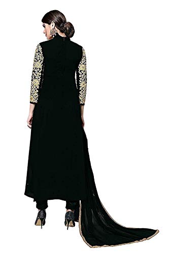 Florely Women's Embroidered Georgette Semi-Stiched Anarkali Gown with Dupatta(Codding)