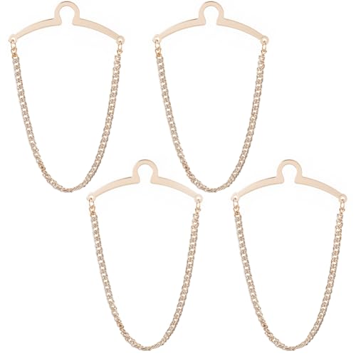 SUNNYCLUE 1 Box 4Pcs Gold Neck Tie Chain Tie Chain Clips Golden Metal Fashion Collar Cravat Pins and Tacks Link Necktie Clip Accessories for DIY Business Party and Wedding Men Wear Neckties Brooch