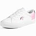 JUDIS Kids Glitter Fashion Sneakers Girls White PU Low Top Lace Up Casual Shoes