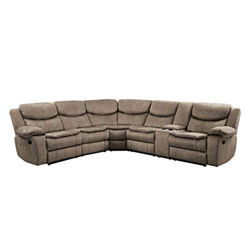 Homelegance 118" Manual Reclining Sectional Sofa, Brown