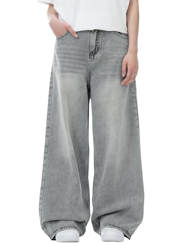 Mens Y2K Baggy Jeans Wide Leg Skater Pants Grunge Grey Jeans Hip Hop Skateboard Pants2