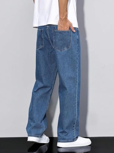 Image of KOTTY Men's Loose Fit Baggy Jeans - Relaxed Wide Leg Denim with Fashionable Urban Streetwear Look