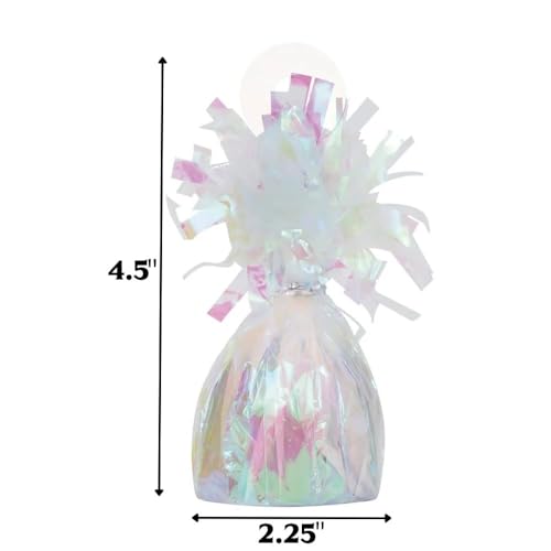Image of Unique Foil Fringe Foil Balloon Weight | Iridescent | 1 Pc, 4.5 inch x 2.25 inch