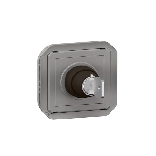 Interrupteur à clé 2 positions Legrand Plexo gris pour commande extérieure