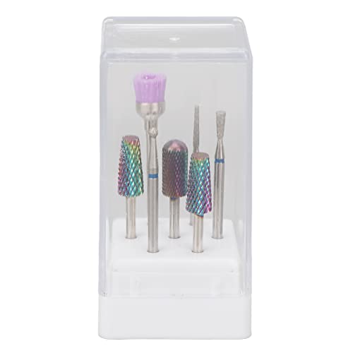 7Pcs Nail Drill Bits, Less Steel Nail Grinding Heads, Fast nded Nail Polishing Bits for Hard Gel, Multifunctional Drill with STO