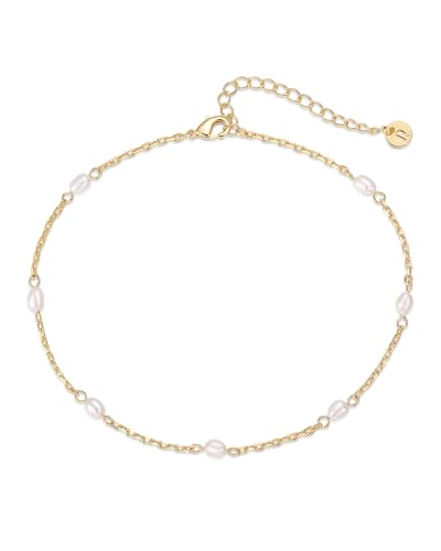Pavoi 2404-A01-Y 18K Yellow Gold Plated Freshwater Pearl Anklet