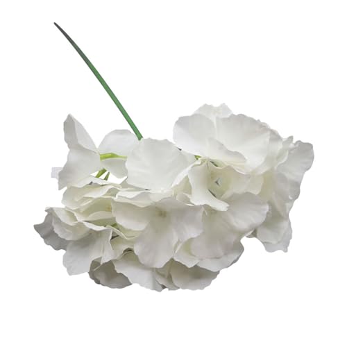 Cabezas de hortensias artificiales de seda de 6 pulgadas, decoración floral de jardín, flores de clavel moradas artificiales (blanco, talla única)