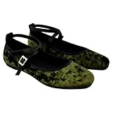 ZEL´S - Mercedes de Terciopelo con Tira Cruzada y Cierre de Hebilla 548745 Terciopelo Mujer Color: KAKY Talla: 38