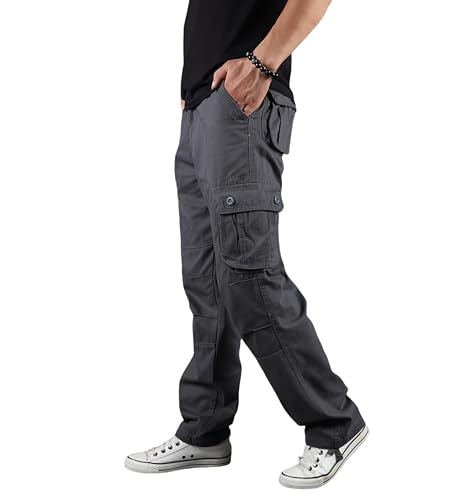 La mejor comparación de Pantalones para Hombre los más recomendados. 47 Pantalones Para Hombres Moda de Cargo Rectos y Holgados con Múltiples Bolsillos Resistente Al Desgaste para Aire Libre Pantalones Ligeros y Sueltos (MX/US, Numérica, 38, Regular,...