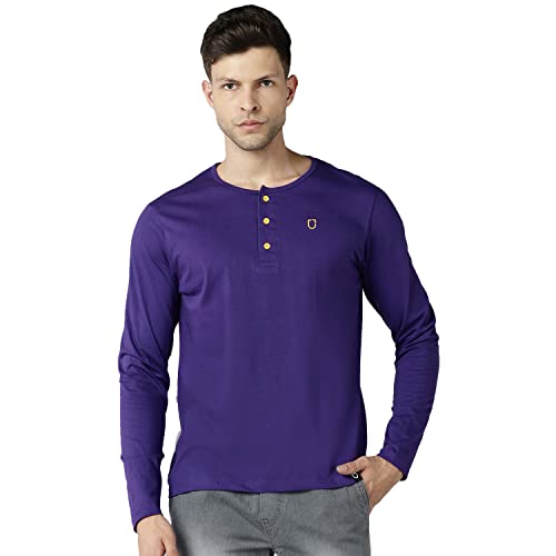 Image of Urbano Fashion Men's Solid Henley Neck Slim Fit Full Sleeve Cotton T-Shirt