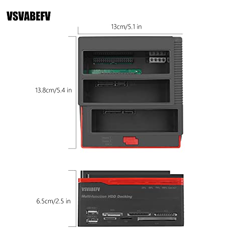 Vsvabefv Hdd Docking Station Sata Hard Drive Docking Station Hard Drive Enclosure 2.5"/3.5" Usb 3.0 To 2 Sata Ports 1 Ide Port External Hdd Hard Drive Card Reader Usb3.0 Hub With Otb/Otc Offline #TOP2
