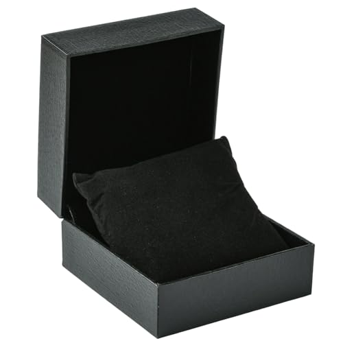 Beebeecraft Caja para Reloj Estilo Almohada de 4x4x2.4 pulgada de Piel Sintética Cuadrada Negra con Almohada Extraíble Organizador de Exhibición para Relojes de Pulsera Caja de Regalo para