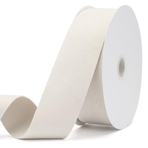 Pieaary Ivory Velvet Ribbon 2 Inch x 20Yd,Double Faced Premium Velvet Ribbon for Gift Wrapping Handmade Crafts Bow Making,Christmas and Wedding Decoration(2" Ivory)