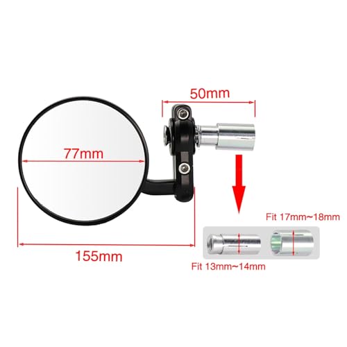 Espejos retrovisores moto redondos para manillar de 7/8 pulgadas negro 4