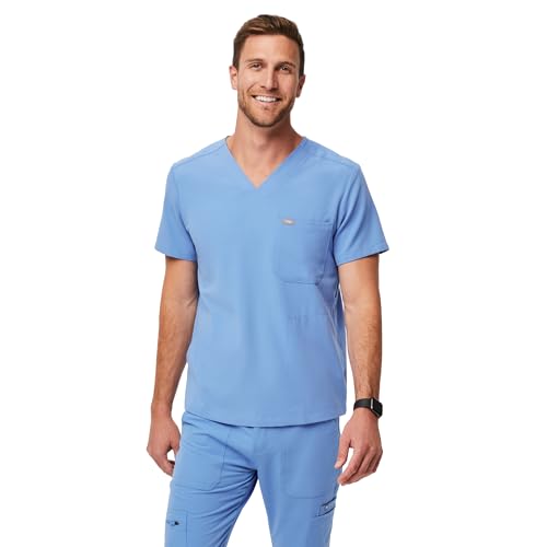 FIGS Chisec Scrub Top for Men – 3 Pockets, Tailored Fit, Squared V-Neck, 4-Way Stretch, Moisture-Wicking Men's Scrubs