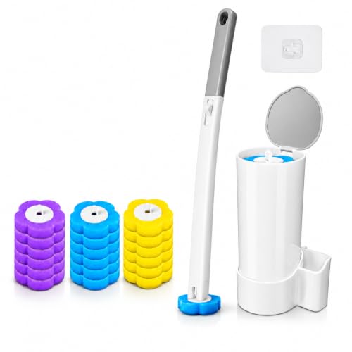 Disposable Toilet Brush Set with 18 Refils, Toilet Bowl Cleaning System