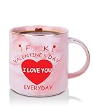 Gibaniza Funny Pink Marble Coffee Mug 12oz – Forget Valentine’s Day, I Love You Every Day – Ceramic Cup Gift for Girlfriend, Boyfriend, Wife, Husband, Couples