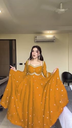 Image of Beautiful Embroidered Anarkali Gown for Women ||Festive Outfit with Intricate Detailing